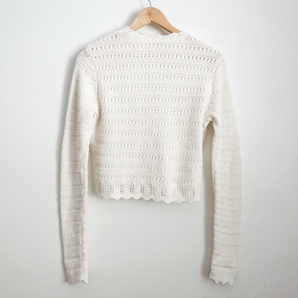 Abercrombie & Fitch off white cotton crochet knit sweater cardigan - Picture 3 of 8